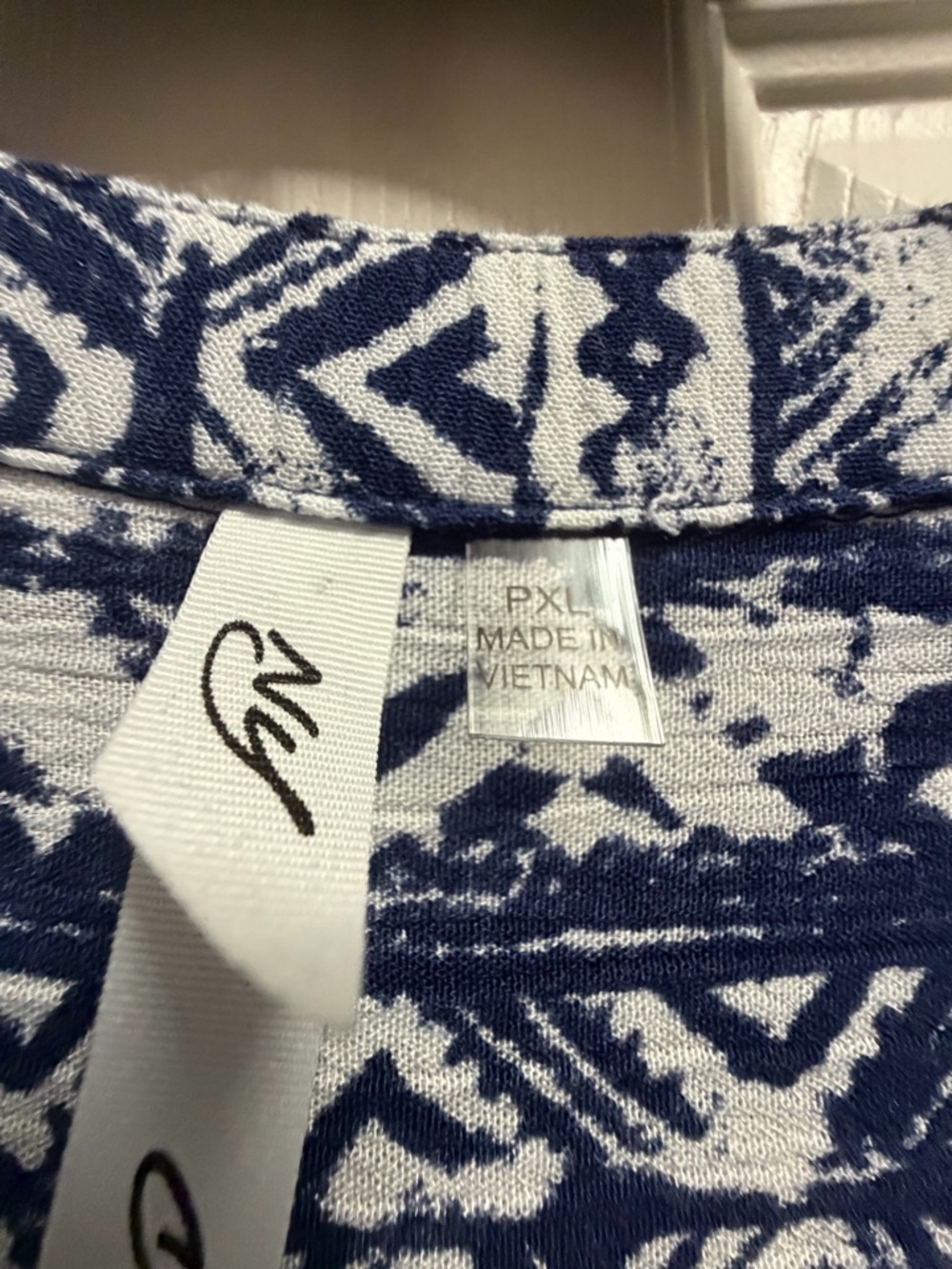 NWOT Navy and White Boho Printed Tunic Dress - Picture 2 of 3